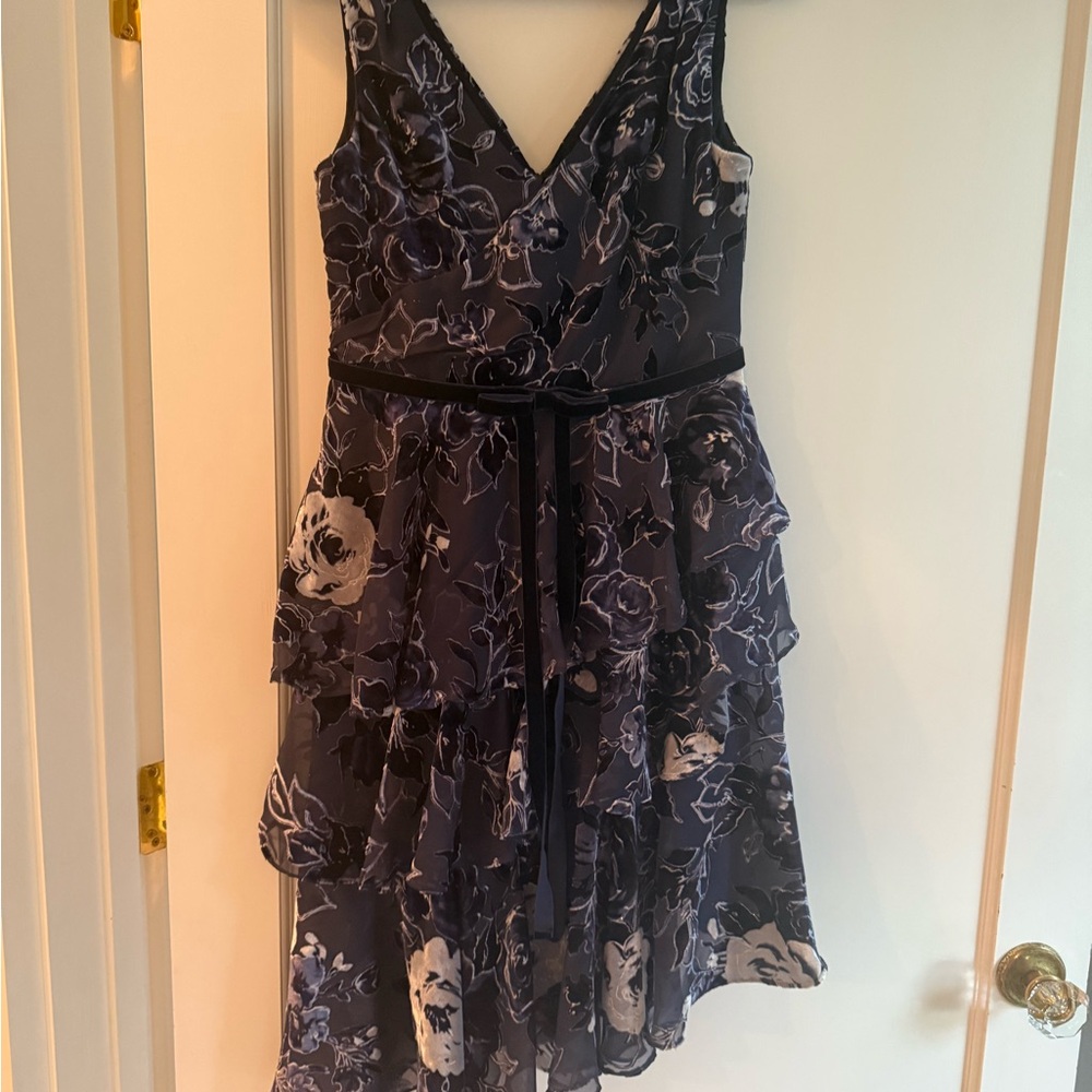 Marchesa Notte Floral V-Neck Formal Dress